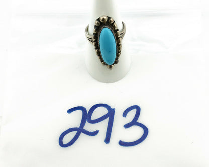 Navajo Ring .925 Silver Natural Blue Turquoise Artist Signed SC C.80's