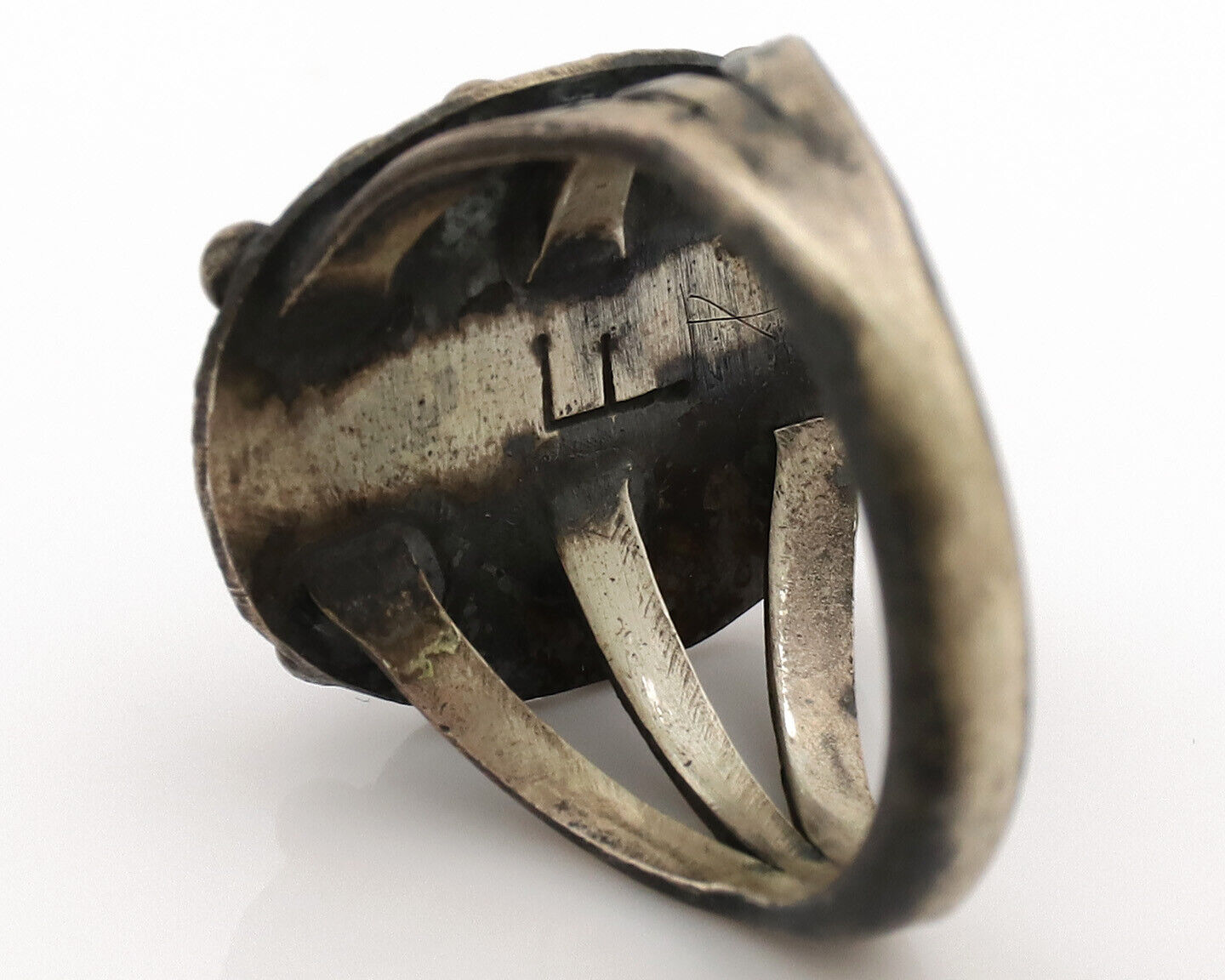 Navajo Ring .925 Silver Blue Turquoise Artist Signed F C.80's