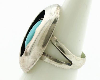 Navajo Ring .925 Silver Turquoise Native American Artist C.1980's