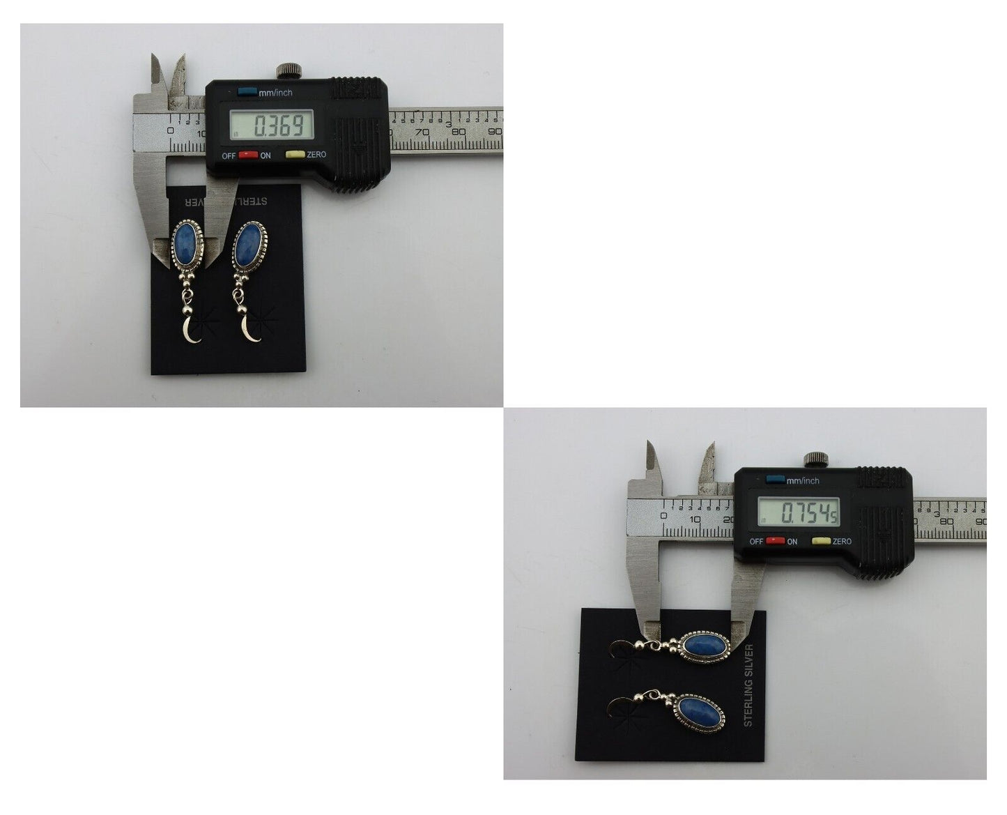 Navajo Earrings 925 Silver Natural Royal Blue Lapis Native American Artist C90s