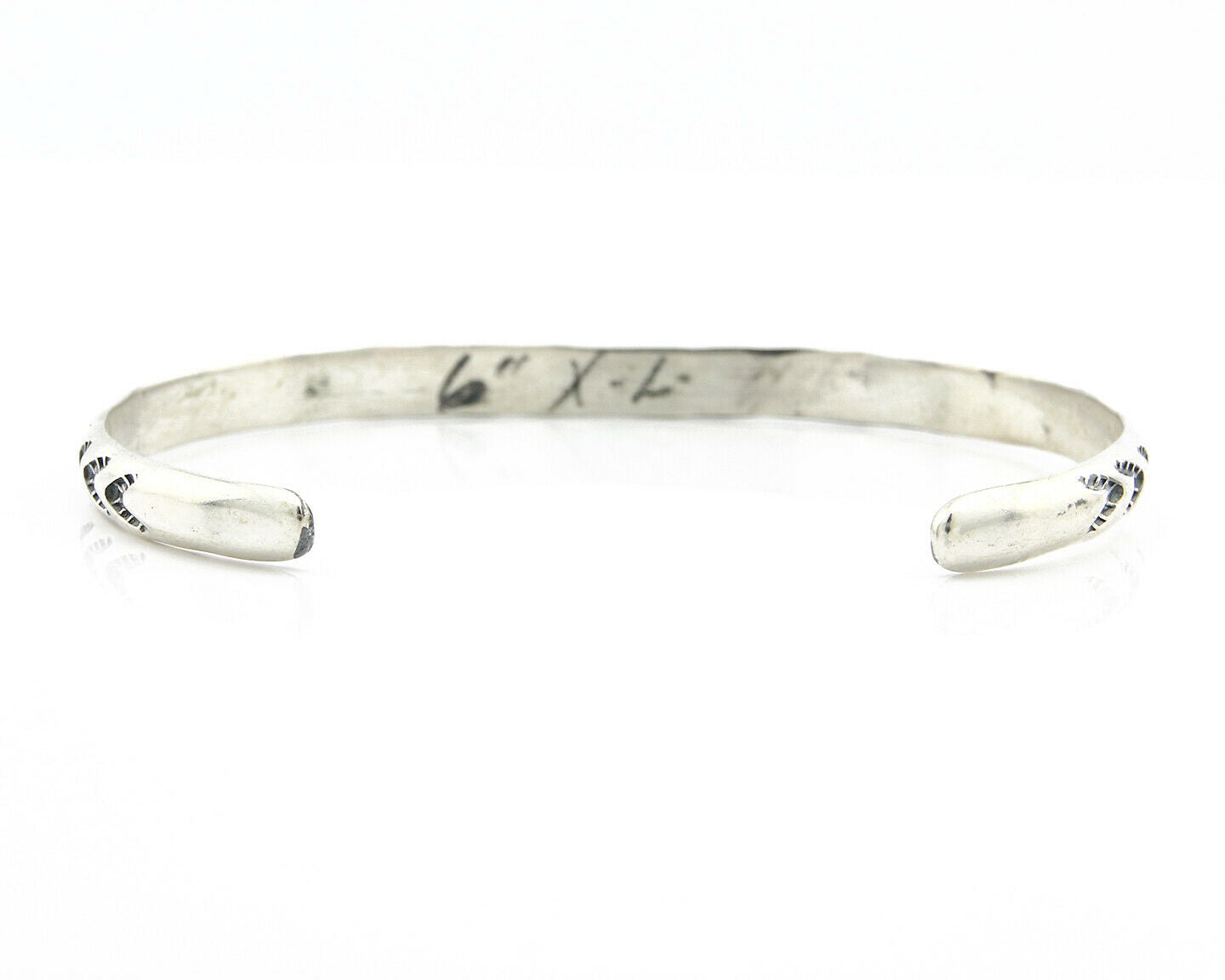 Navajo Bracelet .925 Silver Hand Stamped Arrow Head Artist I Montoya C80s