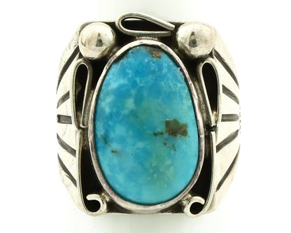 Navajo Ring .925 Silver Blue Turquoise Artist Signed T C.80's