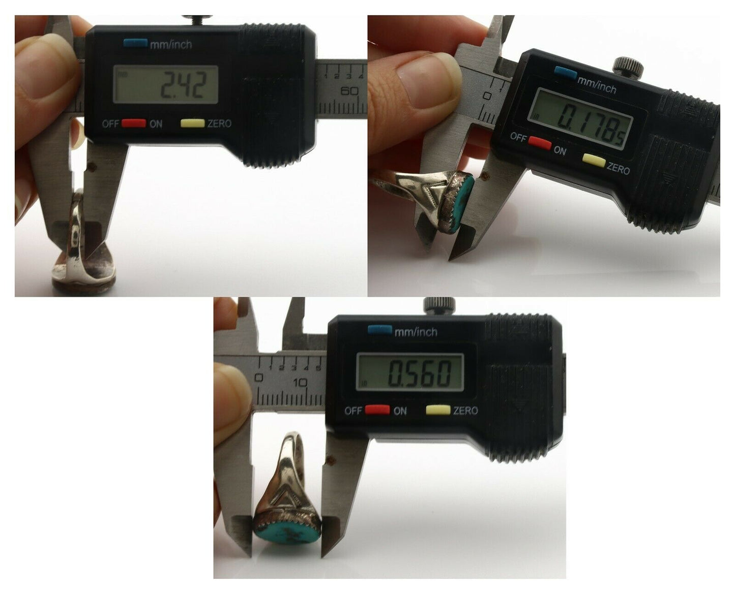 Zuni Ring .925 Silver Natural Blue Turquoise Native American Artist C.1980's