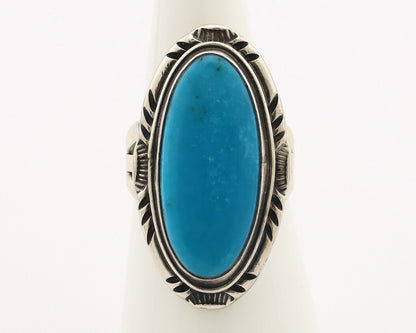 Navajo Ring 925 Silver Blue Gem Turquoise Native American Artist C.80's