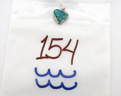 Navajo Handmade Necklace 925 Silver Blue Morenci Turquoise Native Artist C.80's