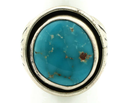 Navajo Ring .925 Silver Blue Gem Turquoise Artist Signed DZ C.80's