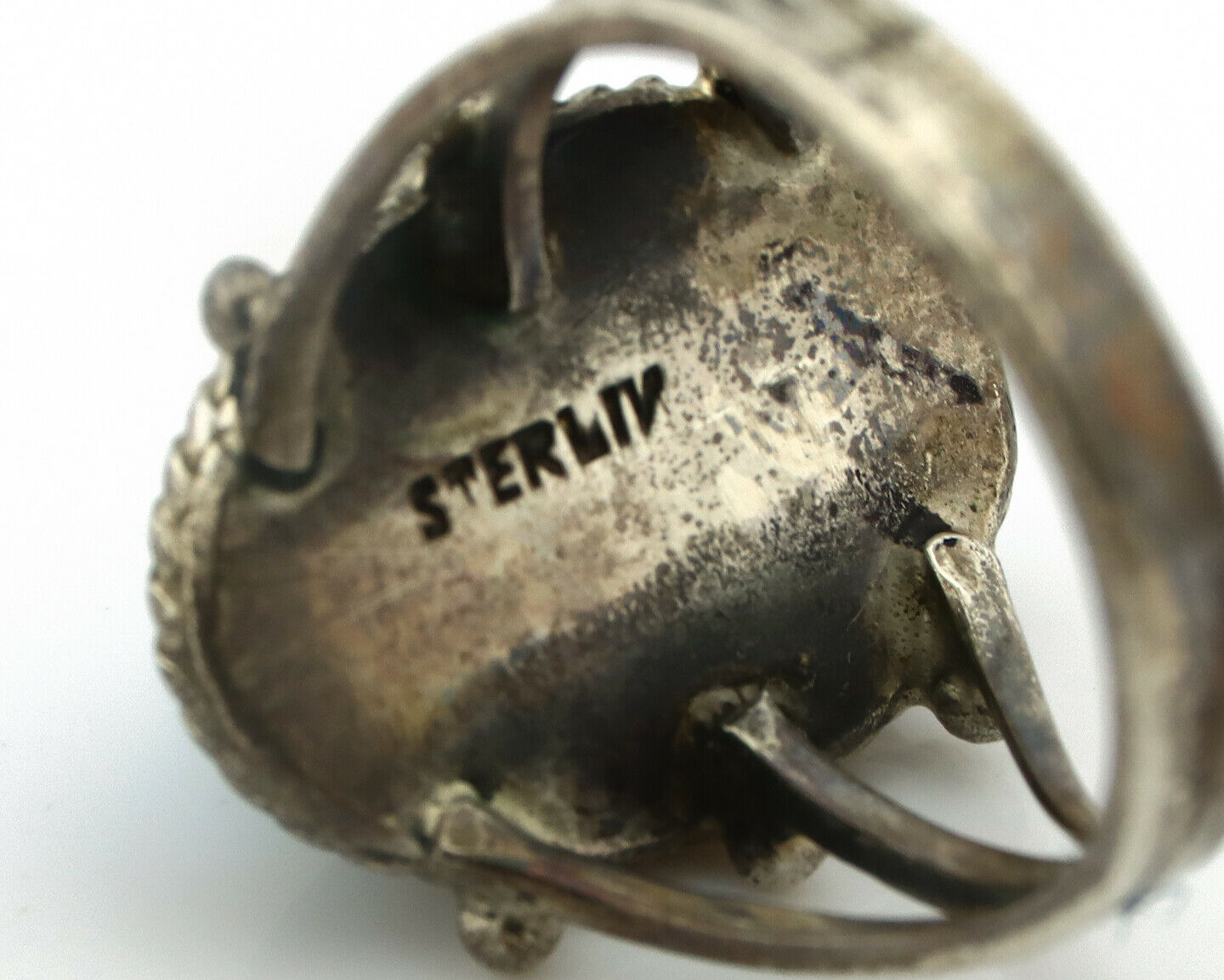 Navajo Ring .925 Silver Natural Blue Turquoise Native American Artist C.80's