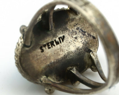 Navajo Ring .925 Silver Natural Blue Turquoise Native American Artist C.80's