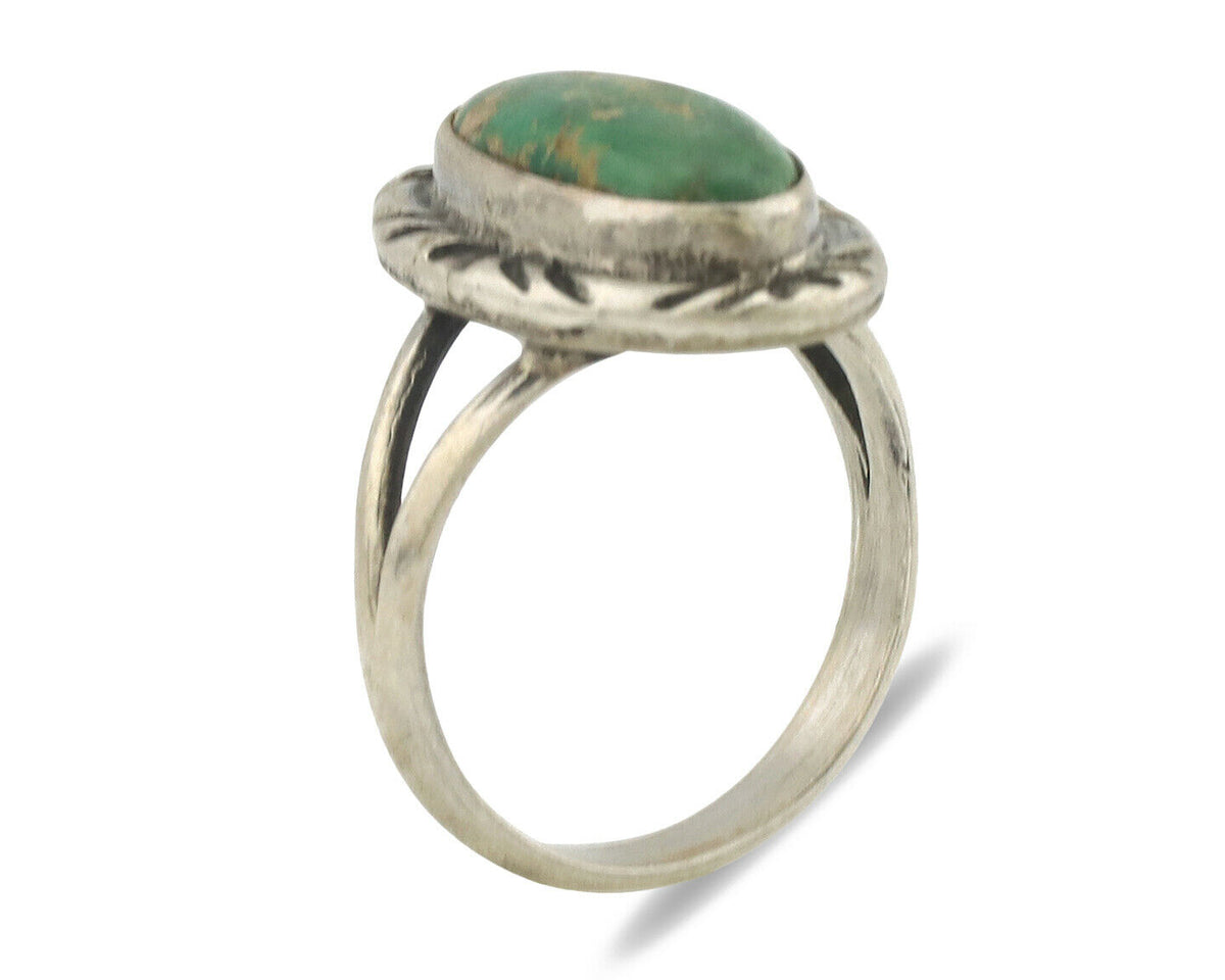 Navajo Ring .925 Silver Natural Mined Turquoise Native Artist Signed C.80's