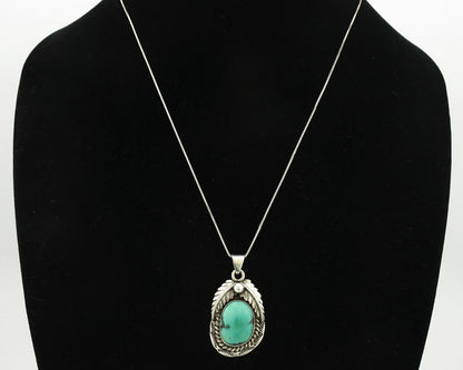 Navajo Necklace .925 Silver Royston Turquoise Artist Signed Sunrise C.80's