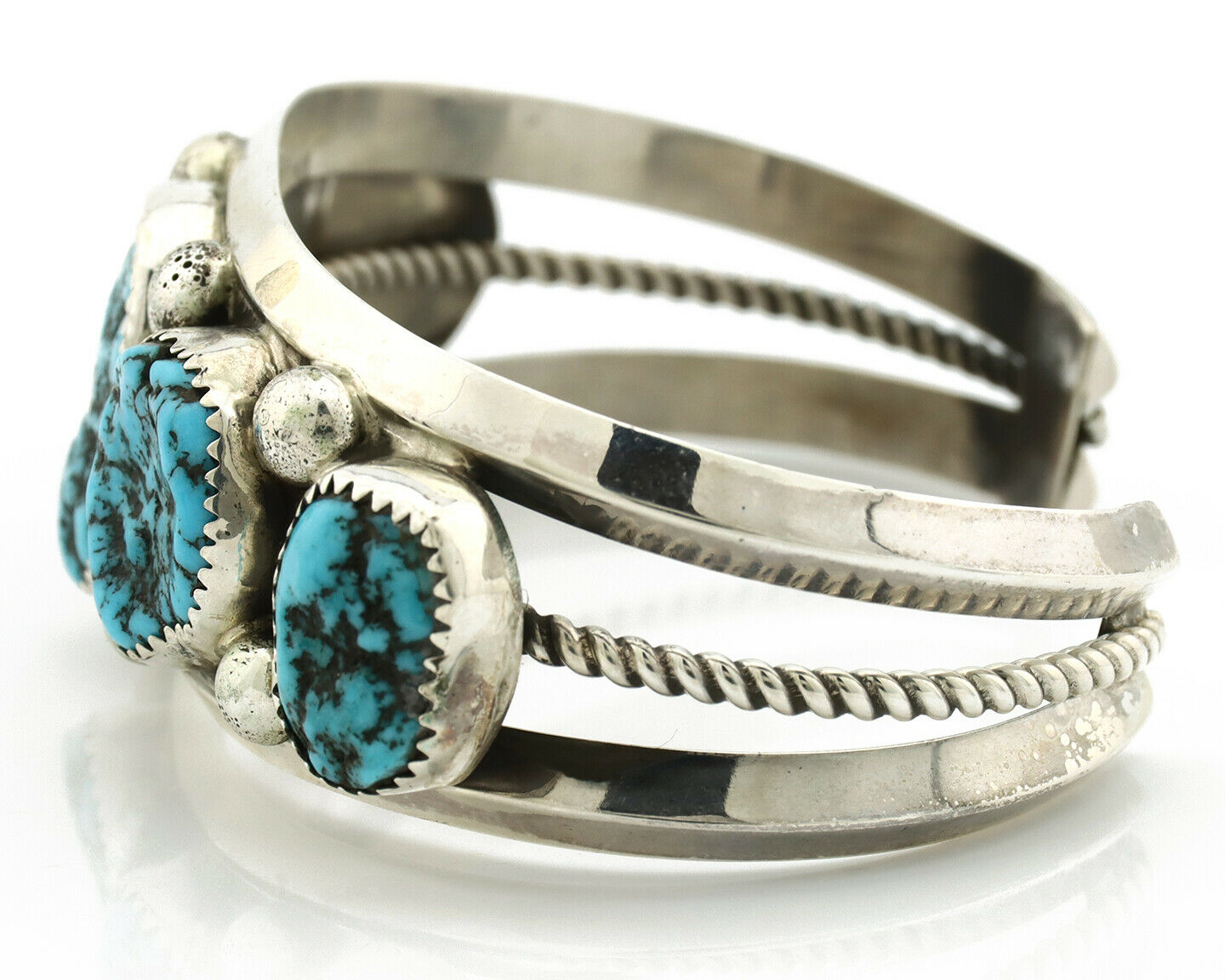 Navajo Bracelet .925 Silver Sleeping Beauty Turquoise Artist Josephine Rojas C90