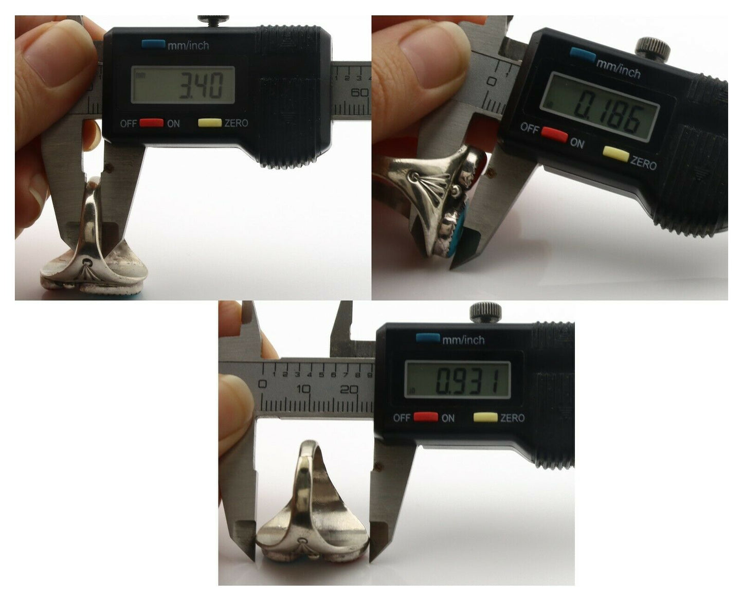 Zuni Ring .925 Silver Natural Blue Turquoise Native American Artist C.1980's