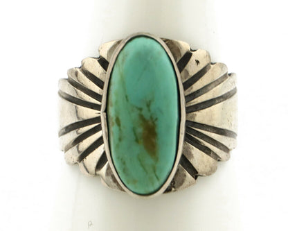 Navajo Ring .925 Silver Kingman Turquoise Artist Signed Apache C.80's