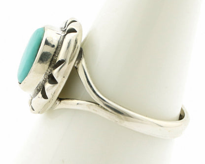 Navajo Ring .925 Silver Kingman Turquoise Artist Signed Gecko C.90's