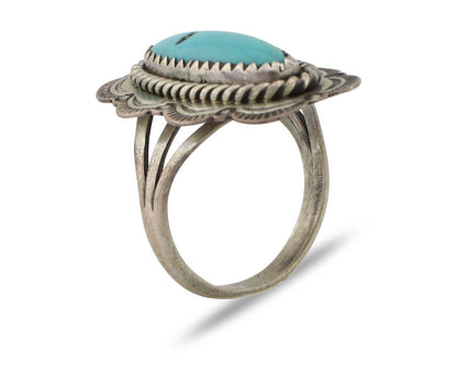 Navajo Ring .925 Silver Manassas Turquoise Native American Artist C.80's