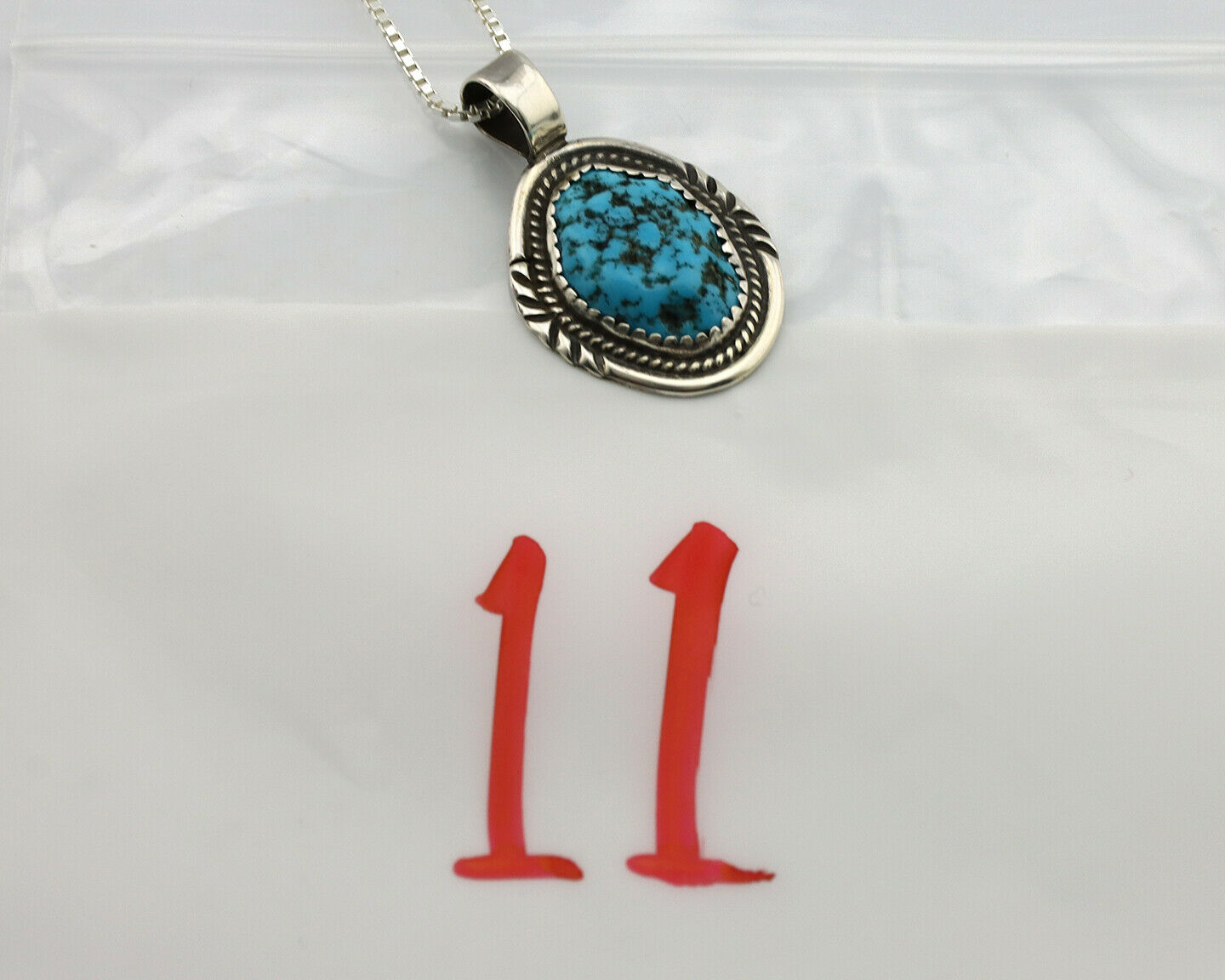 Navajo Necklace .925 Silver Sleeping Beauty Signed Anna Begay C.1980's