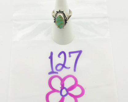 Navajo Ring .925 Silver Natural Mined Turquoise Artist Signed Gecko C.80's
