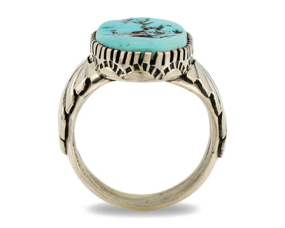 Navajo Ring .925 Silver Sleeping Beauty Turquoise Artist Signed DK C.80's