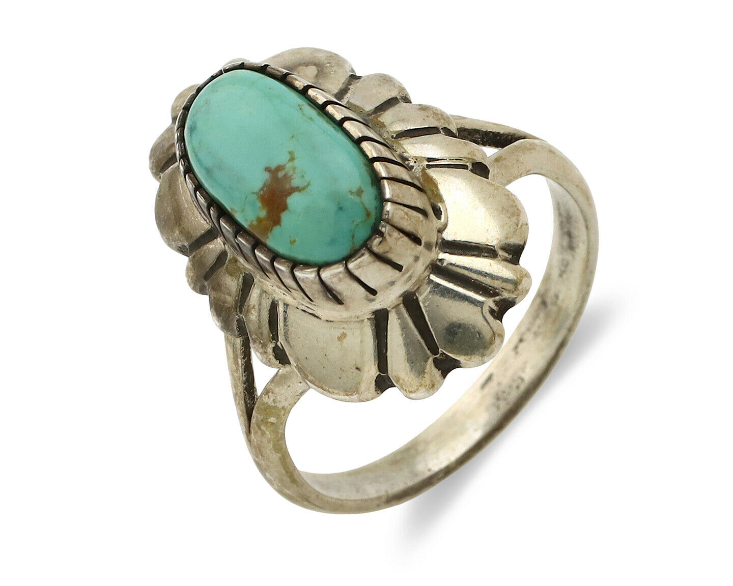 Navajo Ring .925 Silver Green Turquoise Artist Signed M Montoya C.80's