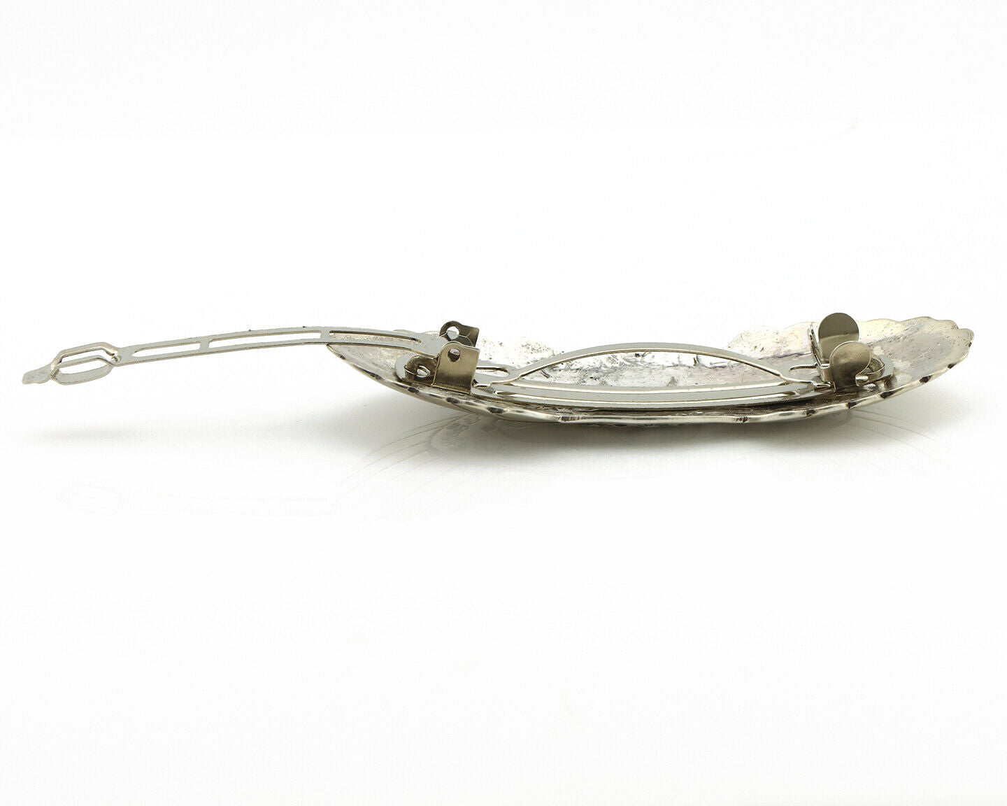 Navajo Hair Clip Barrette .925 Silver Hand Stamped Artist Signed C Montoya C80s