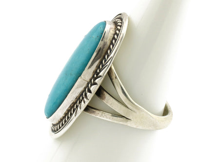 Navajo Ring .925 Silver Blue Gem Turquoise Native American Artist C.80's