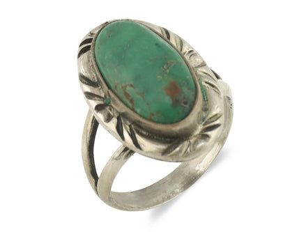 Navajo Ring .925 Silver Kingman Turquoise Native Artist Signed C.80's