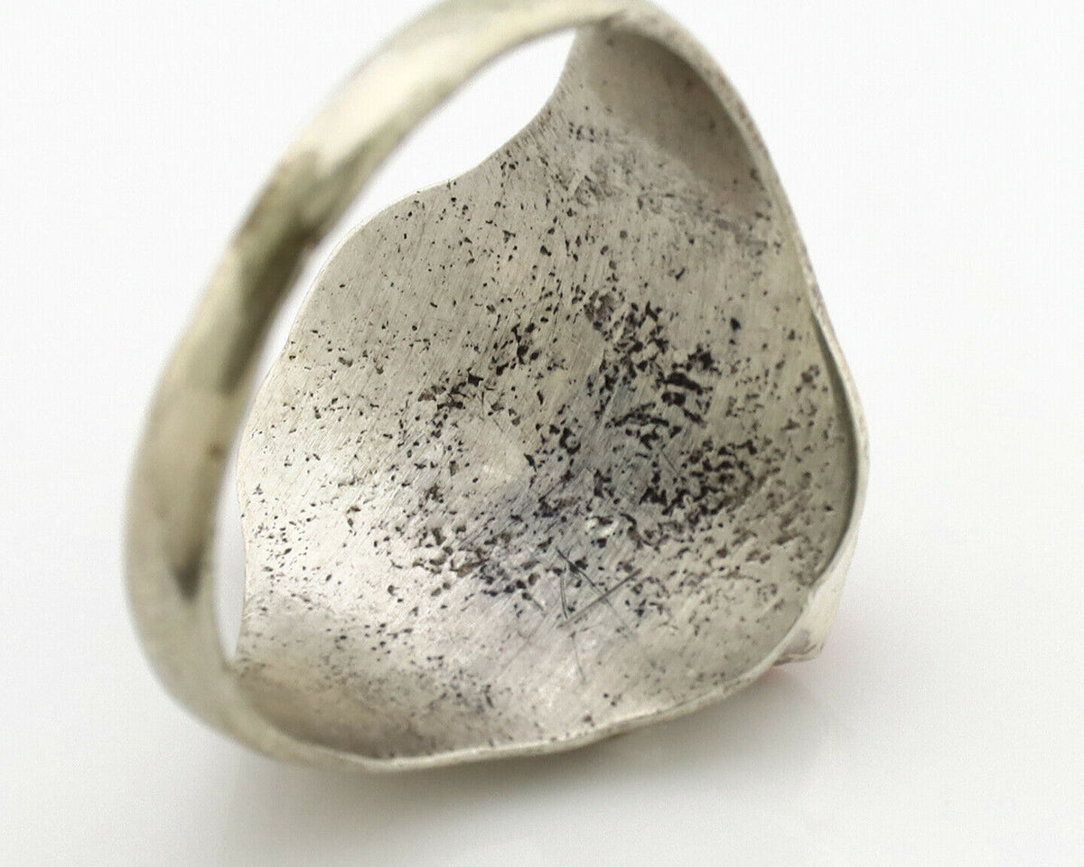 Navajo Ring .925 Silver Sleeping Beauty Turquoise Native Artist Signed C.1980's