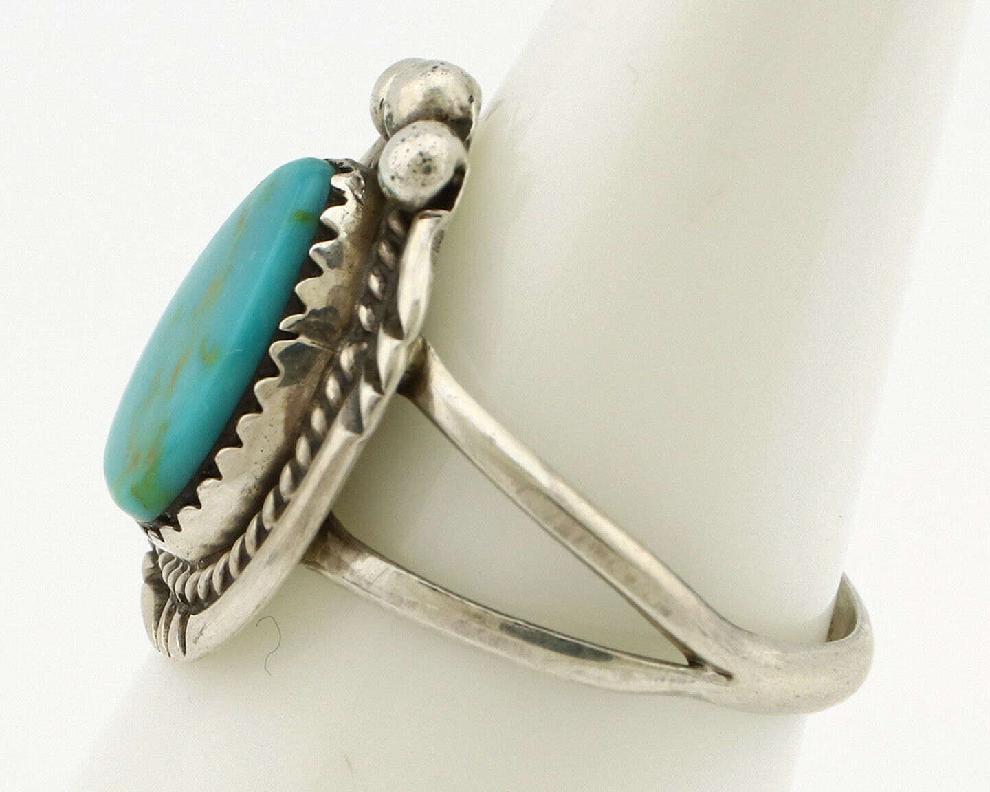 Navajo Ring .925 Silver Kingman Turquoise Artist Signed A C.1980's