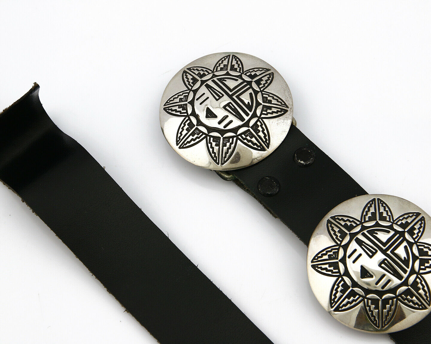 Women's Navajo Concho Belt Hand Stamped .925 Silver C.80's