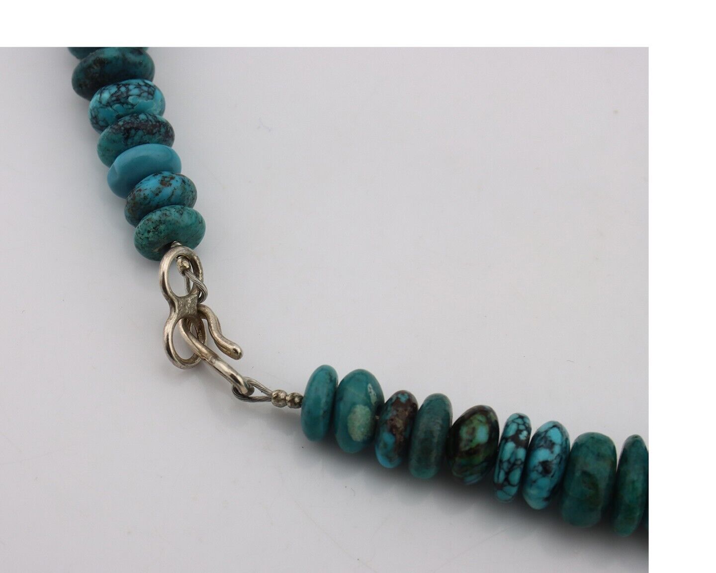 Navajo Necklace 925 Silver Black & Blue Spiderweb Turquoise Native Artist C.80's