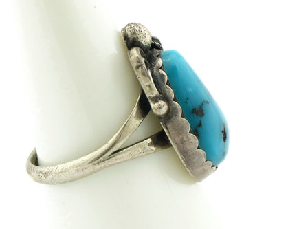 Navajo Ring .925 Silver Natural Blue Mined Southwest Turquoise Native Artist C80