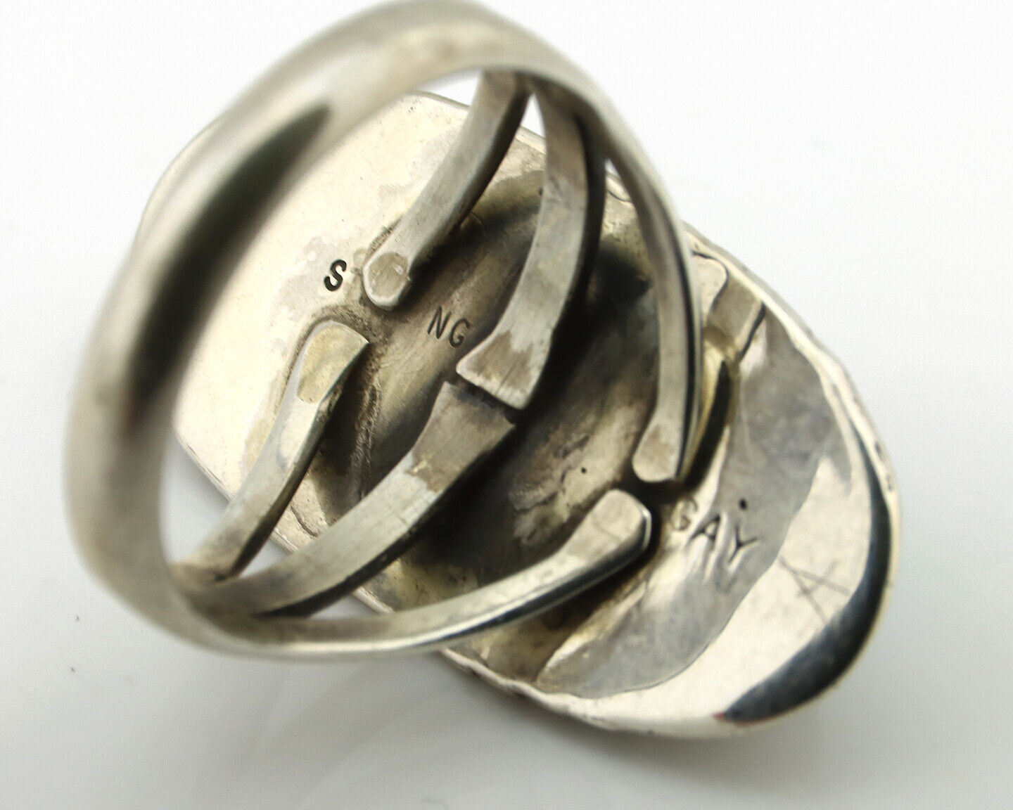 Navajo Ring 925 Silver Southwest Blue Turquoise Artist Signed Begay C.80's
