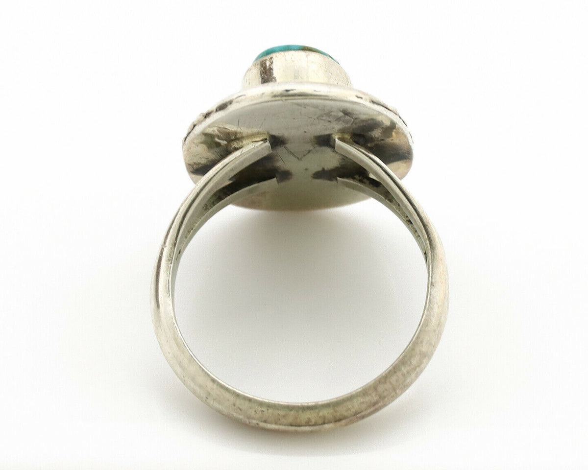 Navajo Ring .925 Silver Kingman Turquoise Native American Artist C.1980's