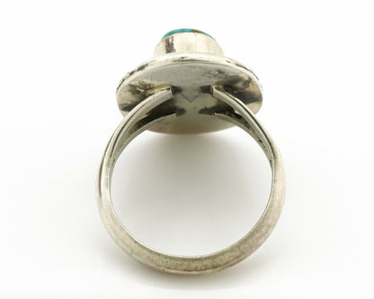Navajo Ring .925 Silver Kingman Turquoise Native American Artist C.1980's