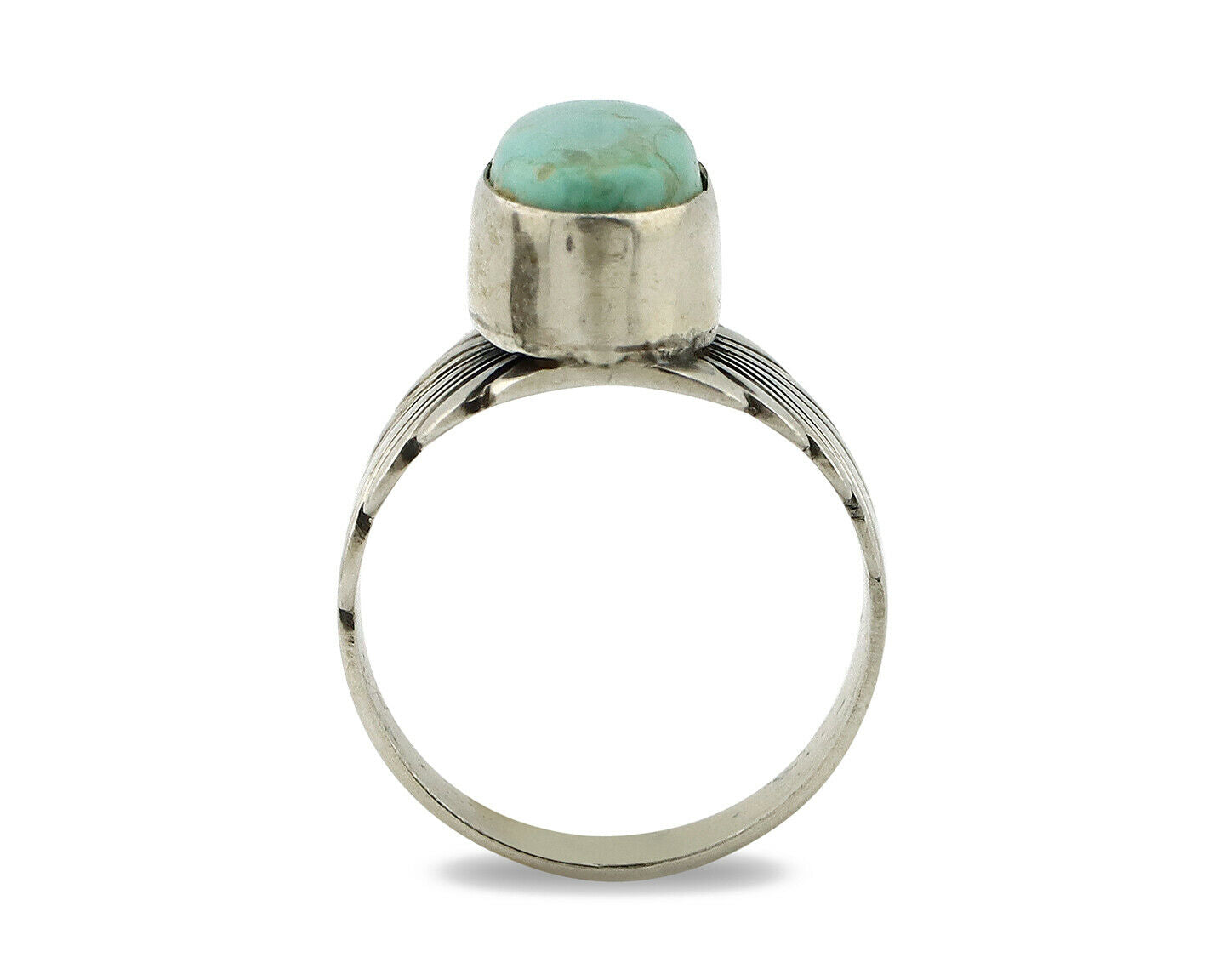 Navajo Ring .925 Silver Kingman Turquoise Artist Signed Apache C.80's