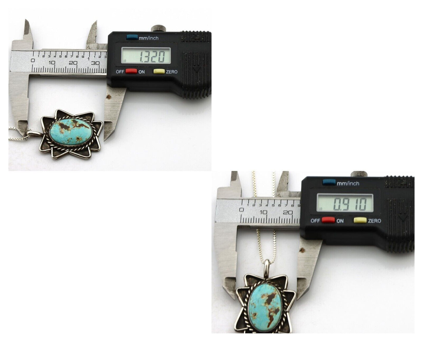 Navajo Handmade Necklace 925 Silver Natural Blue Turquoise Native Artist C.70's