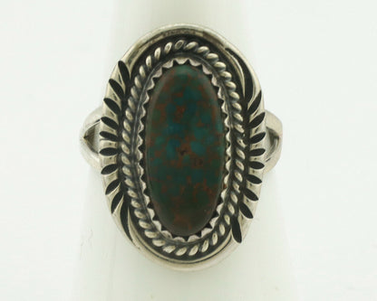 Navajo Ring .925 Silver Natural Spiderweb Turquoise Native Artist C.1980's