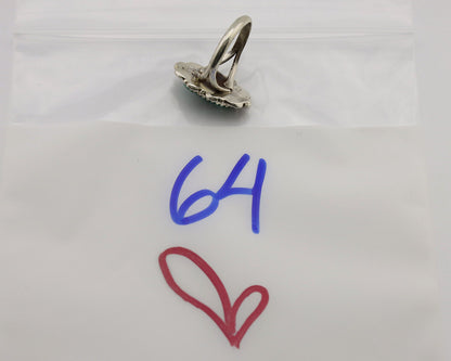 Navajo Ring .925 Silver Spiderweb Turquoise Artist Signed TALHAT C.80's