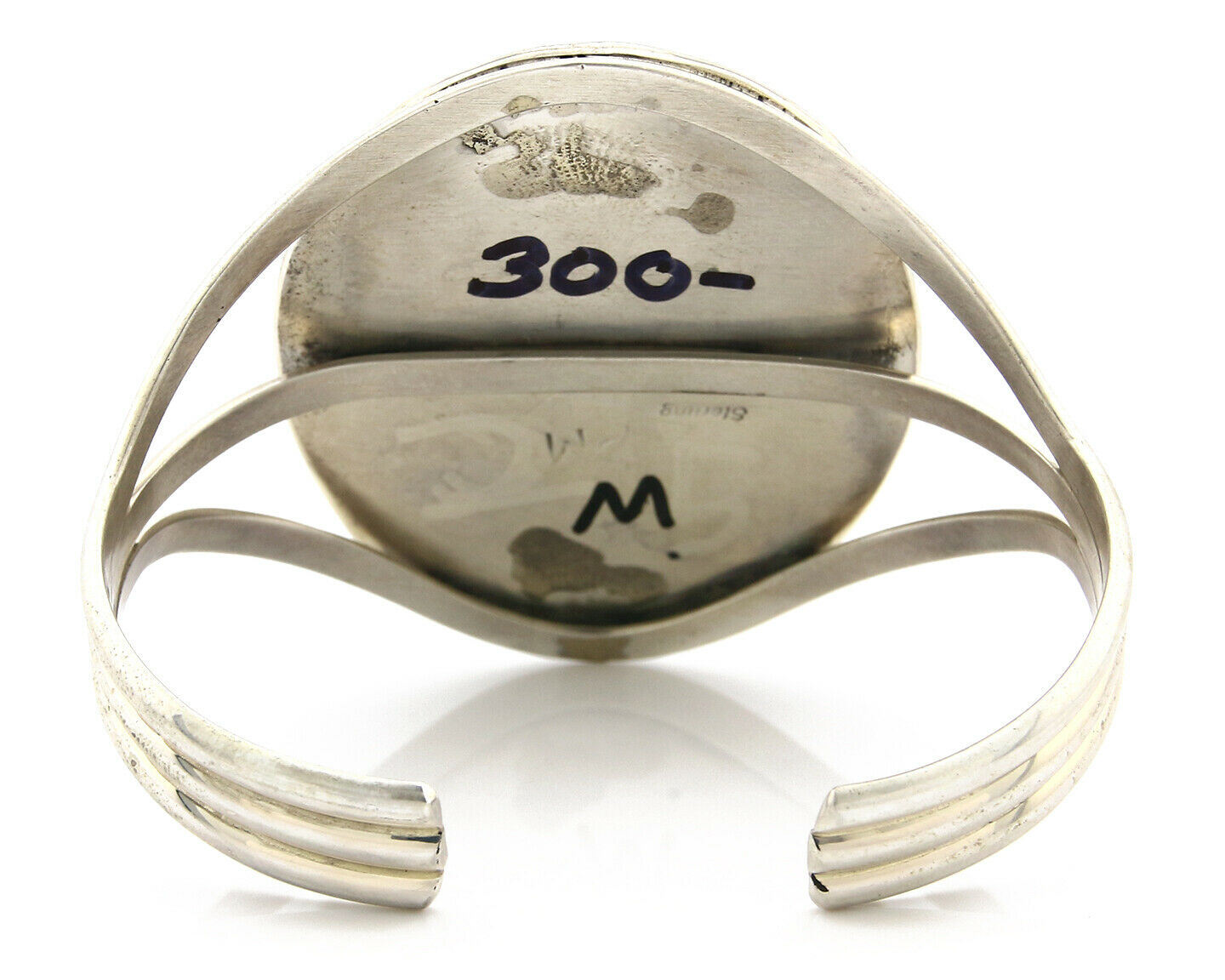 Navajo Bracelet .925 Silver Artist Signed PM Black Onyx C.80's