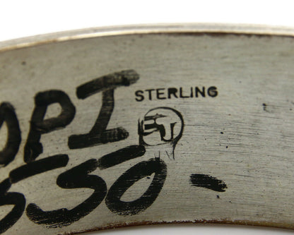 Hopi Bracelet .925 Silver Hand Stamped Overlay Signed RY C.80's