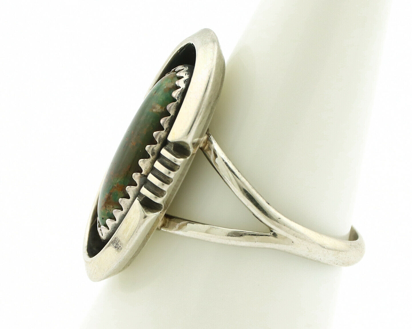 Navajo Ring .925 Silver Manassas Turquoise Native American Artist C.1980's