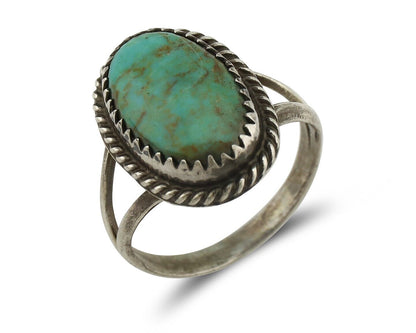 Navajo Handmade Ring 925 Silver Kingman Turquoise Artist Signed MC C.80's