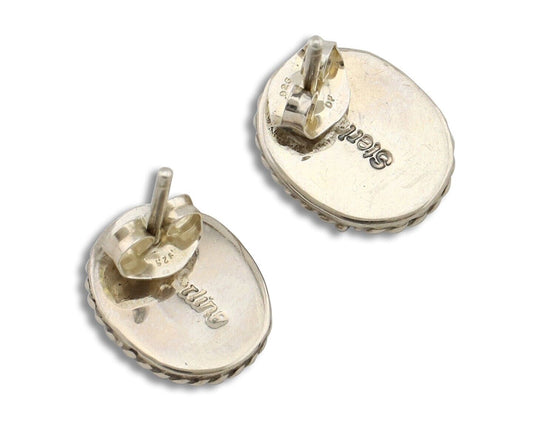 Navajo Earrings 925 Silver Natural Mined Lapis Native American Artist C80s