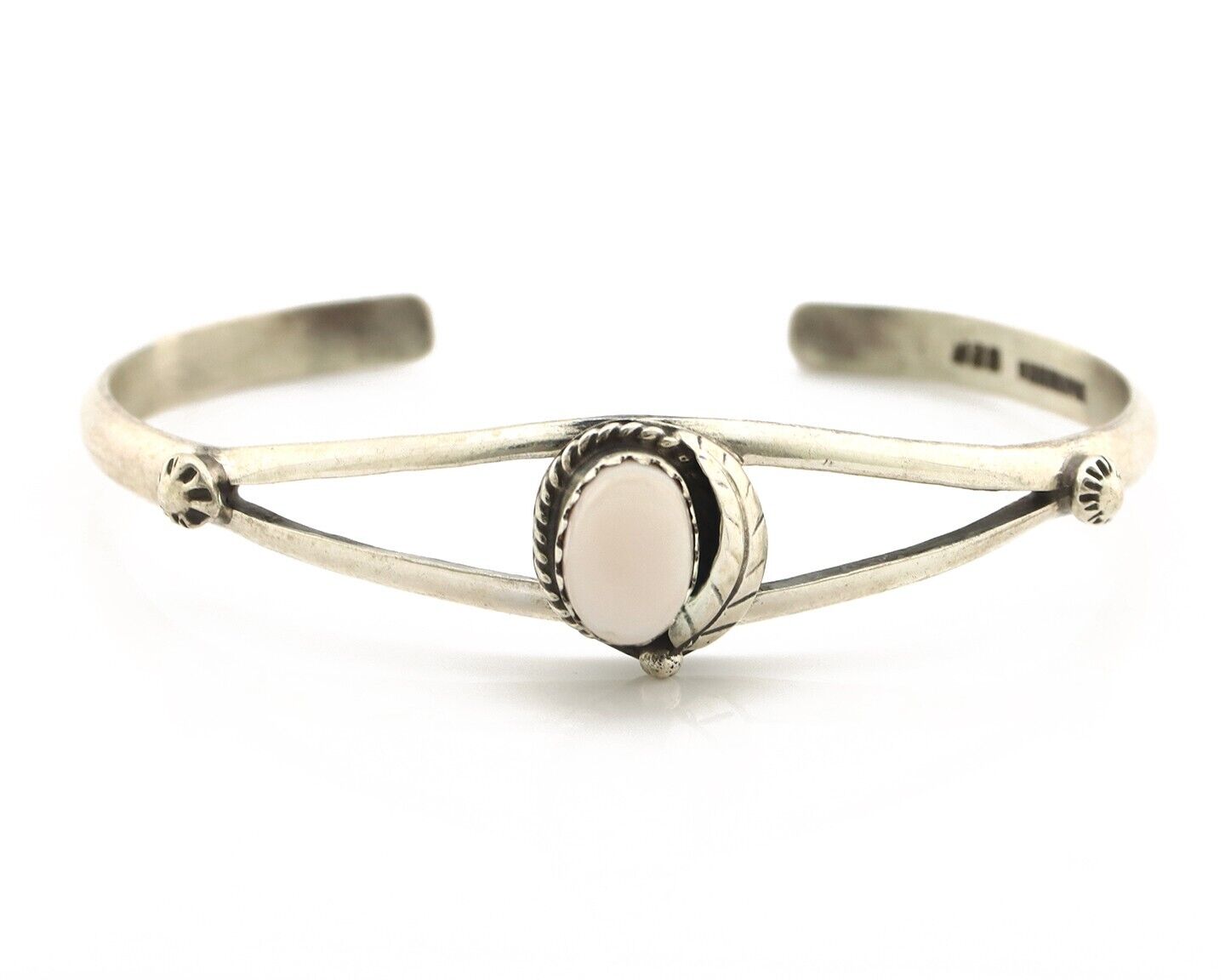 Women's Navajo Bracelet 925 Silver Natural Pink Mussel Native American C.80's