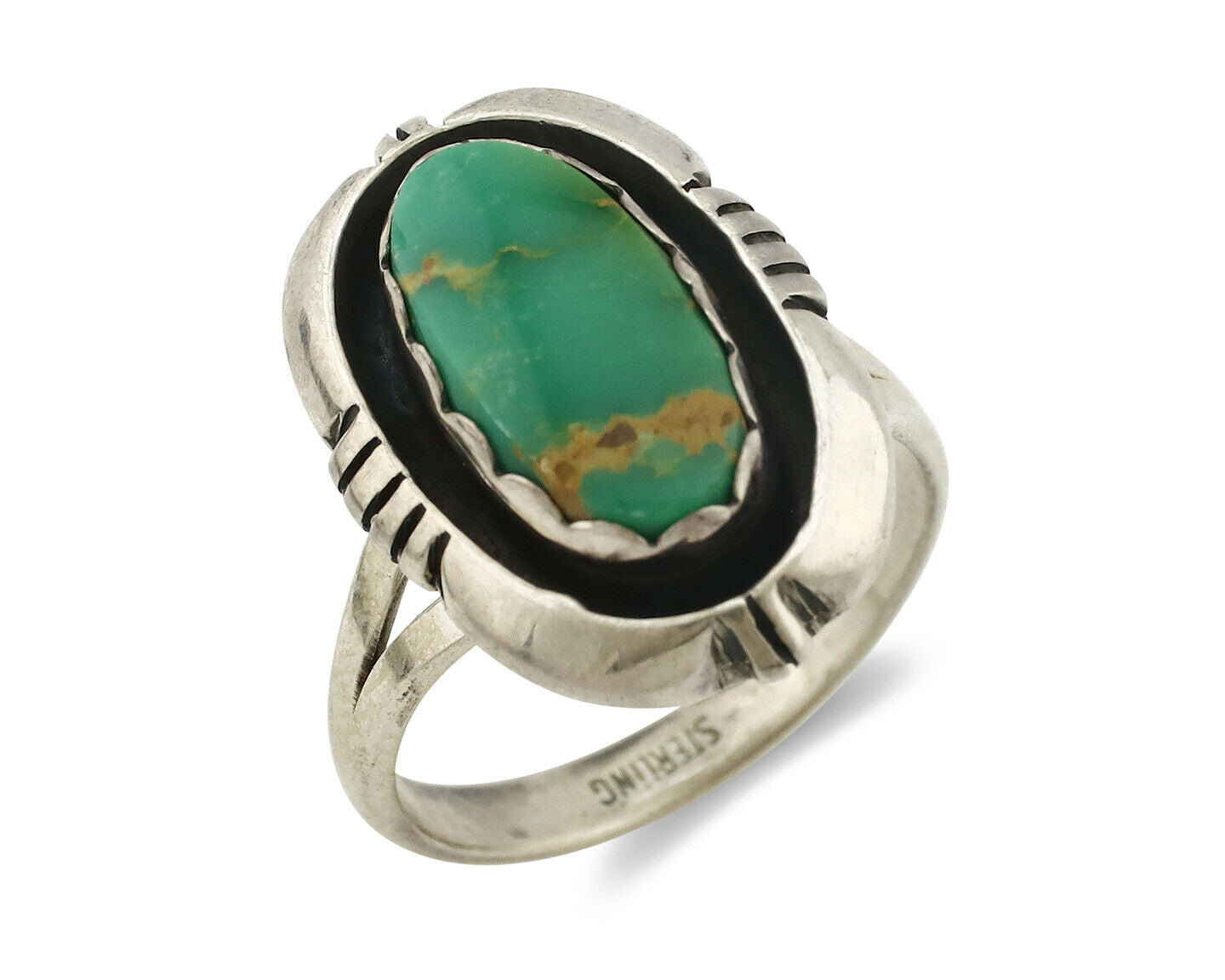Navajo Ring .925 Silver Royston Turquoise Handmade Native American Artist C.80's