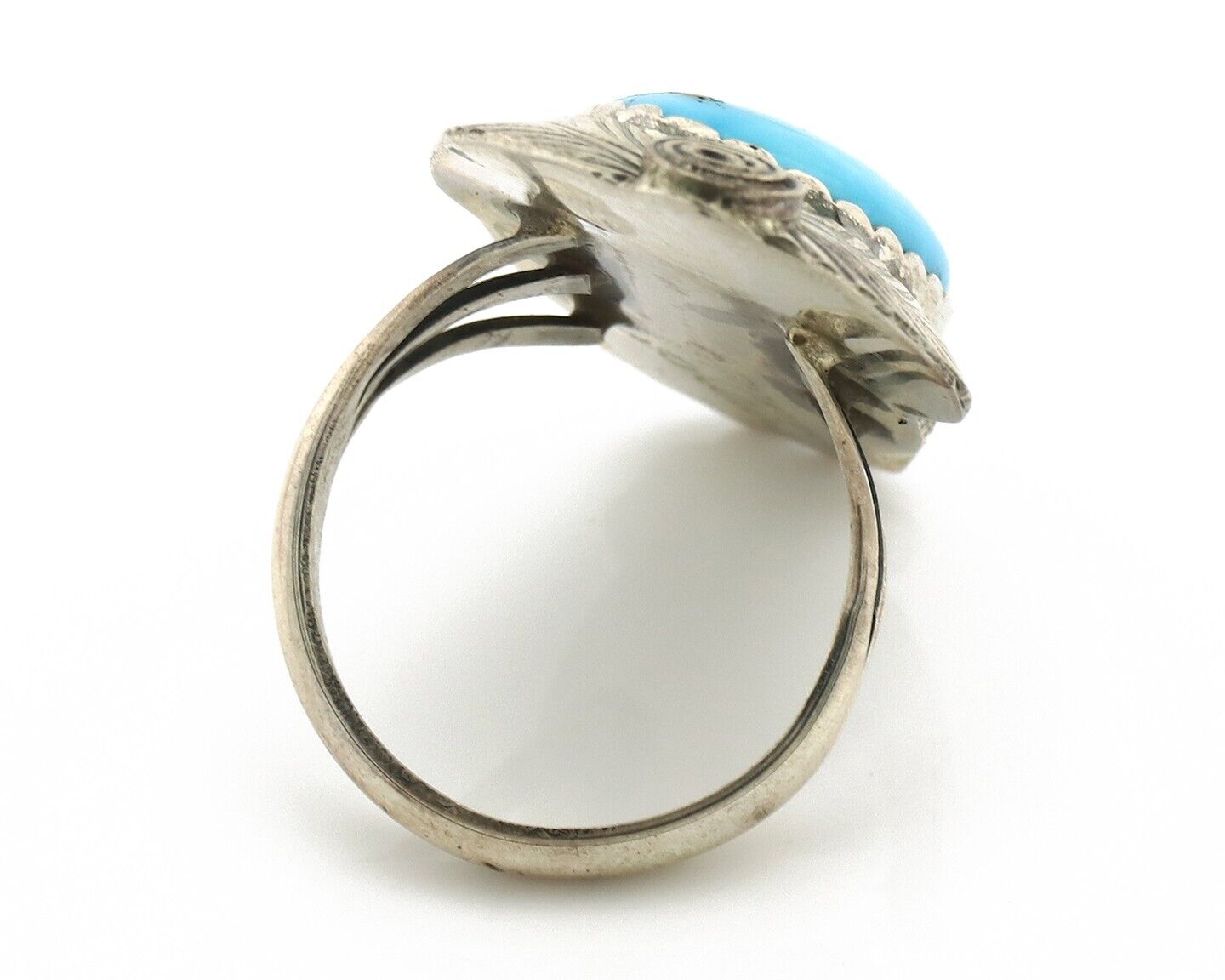 Navajo Ring 925 Silver Natural Morenci Turquoise Artist Signed Justin Morris C80