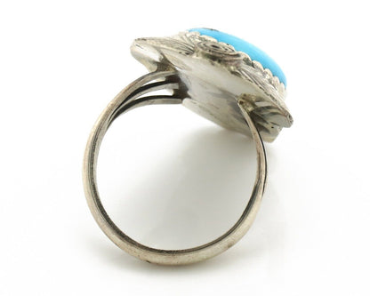 Navajo Ring 925 Silver Natural Morenci Turquoise Artist Signed Justin Morris C80