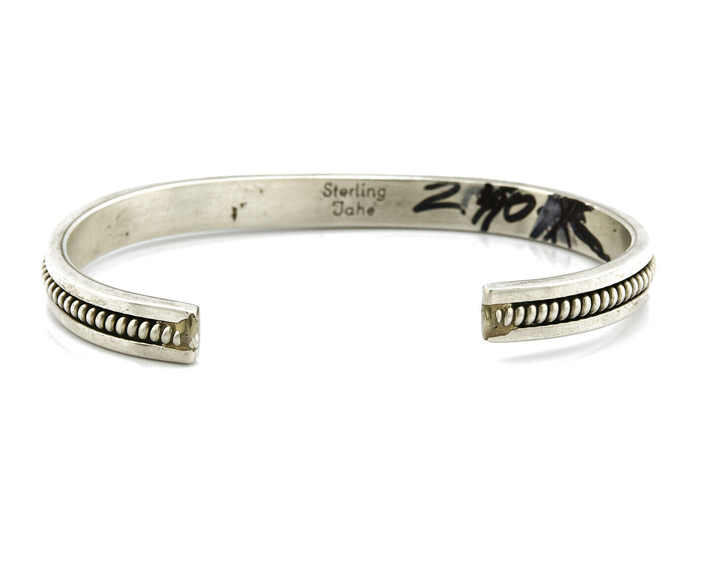 Women's Navajo Bracelet .925 Silver Handmade Cuff Signed TAHE C.1980's