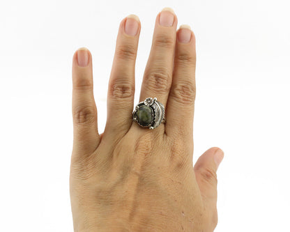 Navajo Ring .925 Silver Damale Turquoise Handmade Native American Artist C.1980s