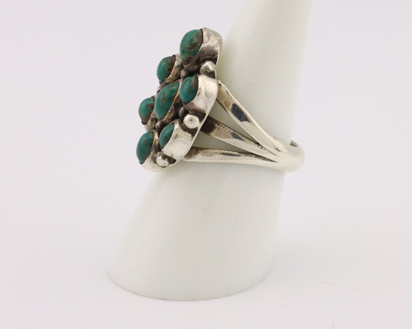 Navajo Ring .925 Silver Natural Blue Turquoise Artist Signed LP C.80's